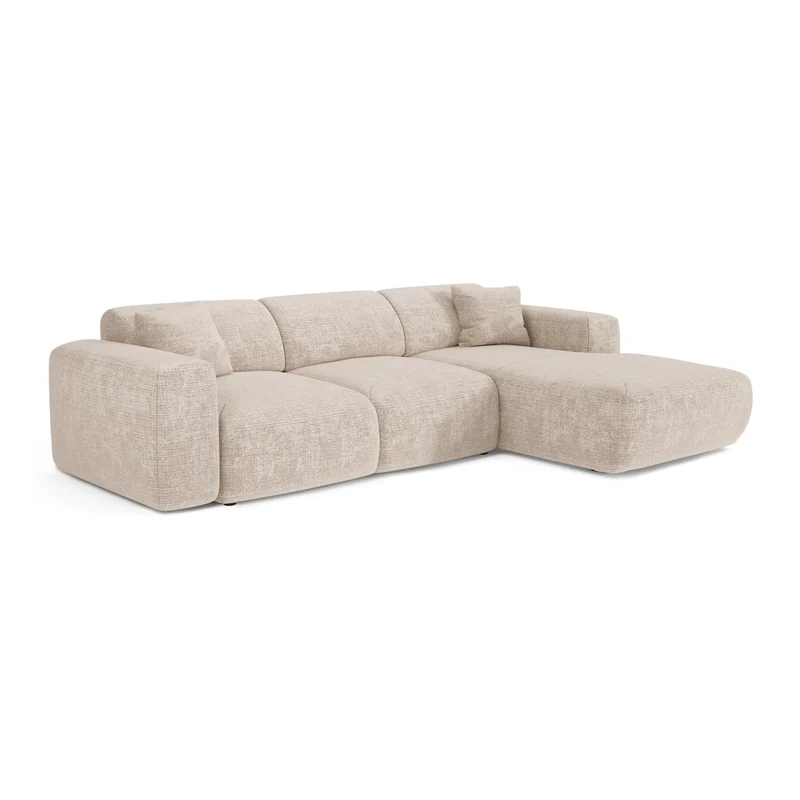 Canapé grand angle droit convertible LIVA Velours gaufré
