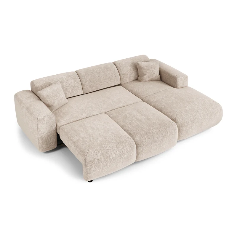 Canapé grand angle droit convertible LIVA Velours gaufré