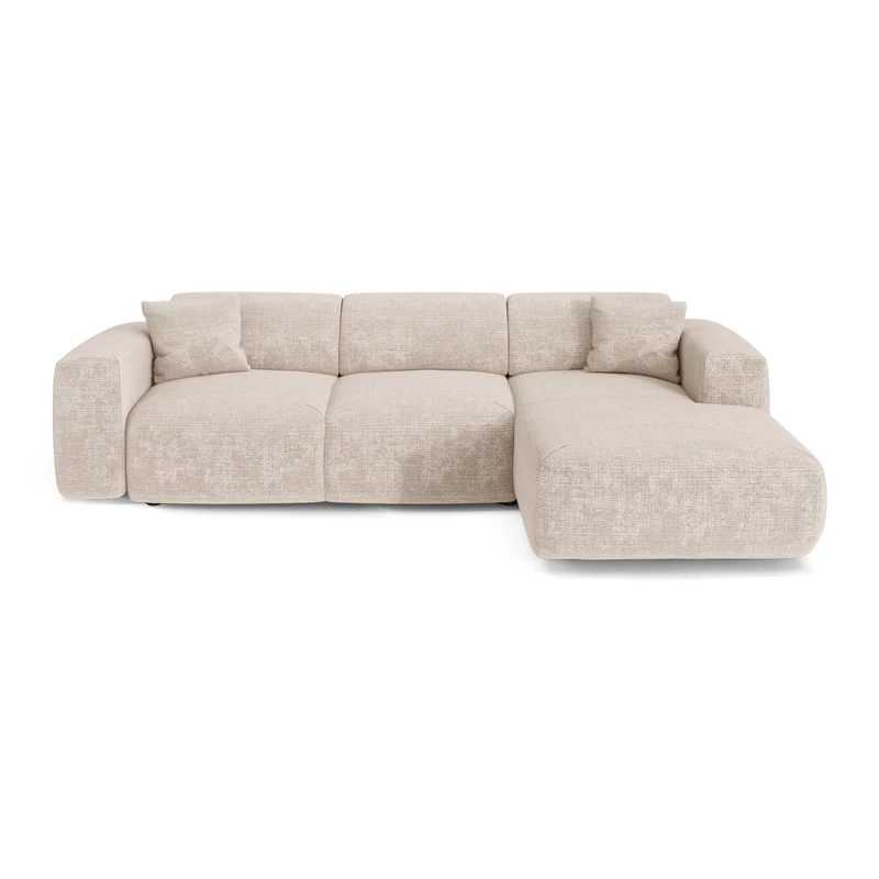 Canapé grand angle droit convertible LIVA Velours gaufré