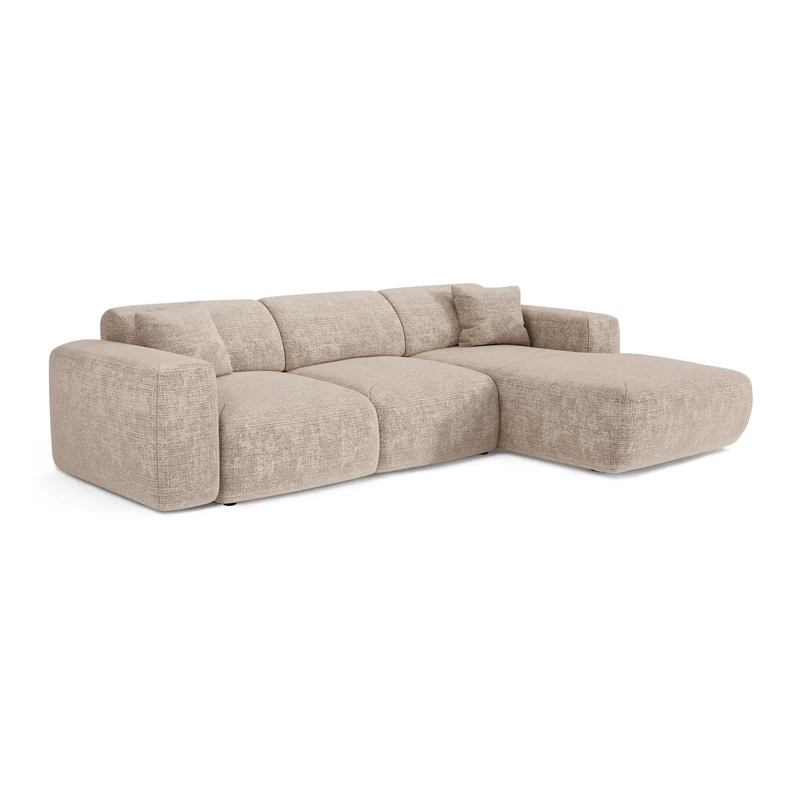 Canapé grand angle droit convertible LIVA Velours gaufré
