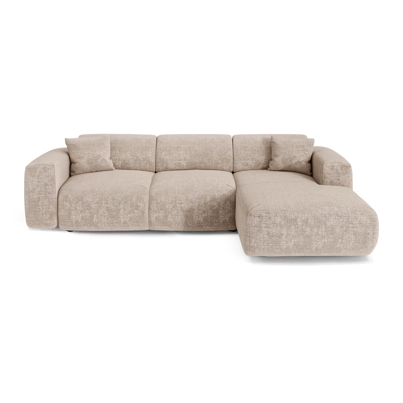 Canapé grand angle droit convertible LIVA Velours gaufré