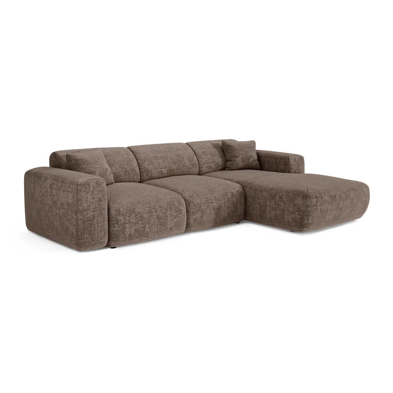 Canapé grand angle droit convertible LIVA Velours gaufré
