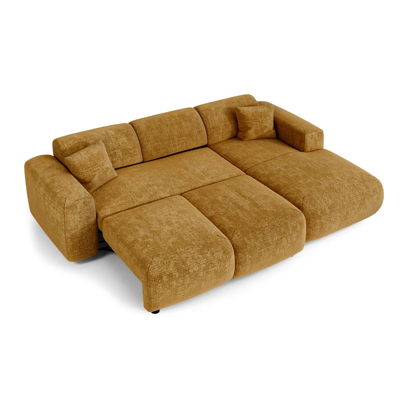 Canapé grand angle droit convertible LIVA Velours gaufré