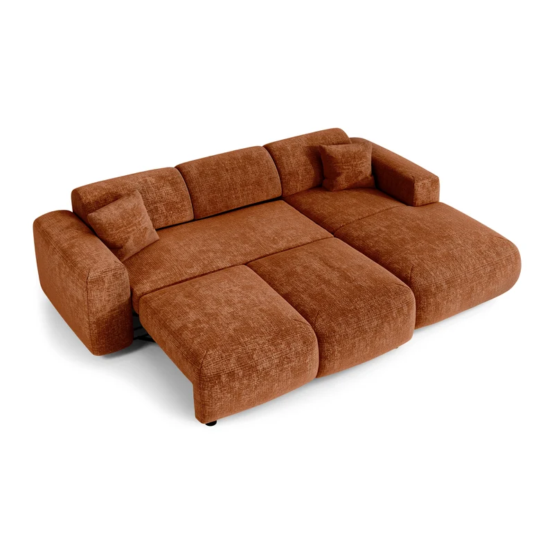 Canapé grand angle droit convertible LIVA Velours gaufré