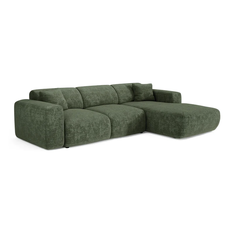 Canapé grand angle droit convertible LIVA Velours gaufré