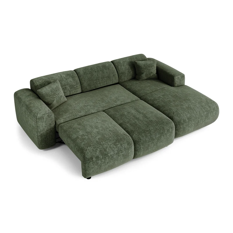 Canapé grand angle droit convertible LIVA Velours gaufré