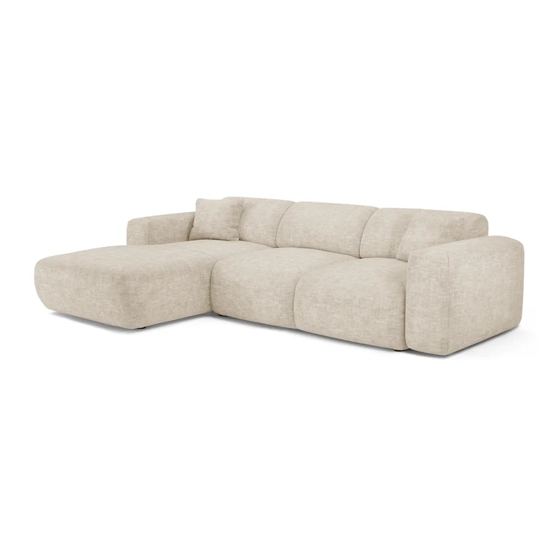Canapé grand angle gauche convertible LIVA Velours texturé