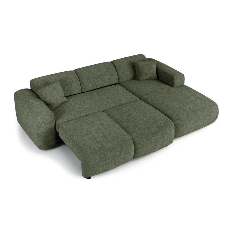 Canapé grand angle droit convertible LIVA Velours texturé