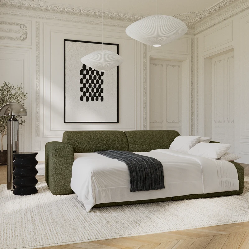 Canapé 4 places convertible LIVA Tissu bouclette