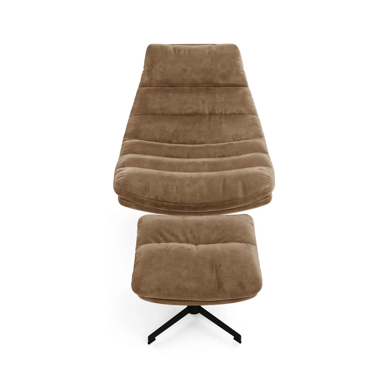 Ensemble fauteuil pivotant et repose-pieds RIVA velours