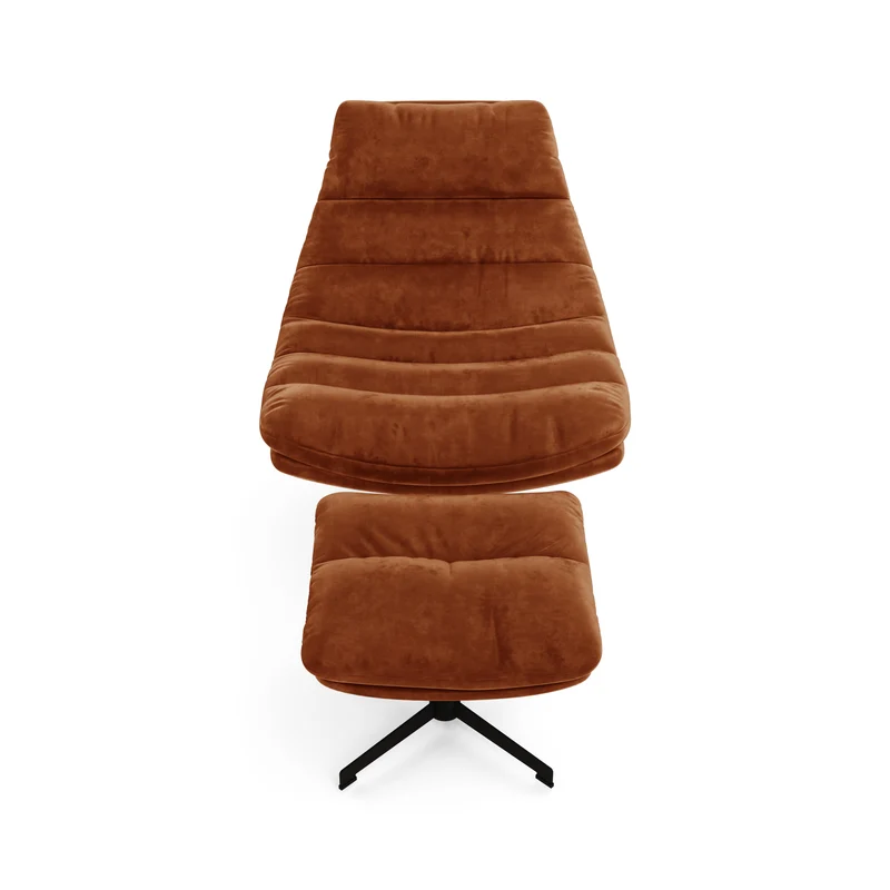 Ensemble fauteuil pivotant et repose-pieds RIVA velours