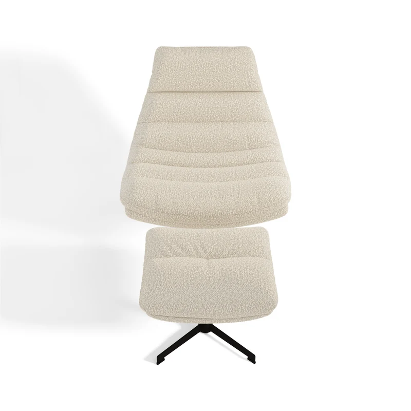 Ensemble fauteuil pivotant et repose-pieds RIVA bouclette