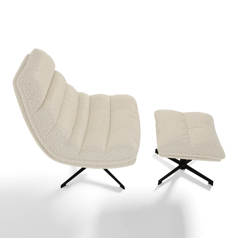 Ensemble fauteuil pivotant et repose-pieds RIVA bouclette