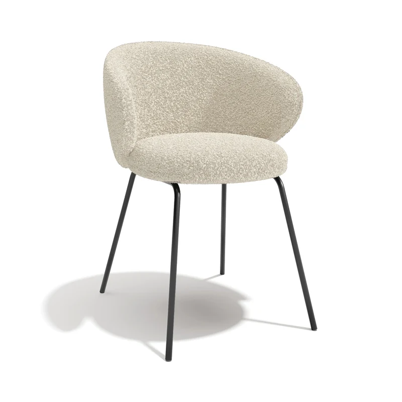 Lot de 2 chaises LUNA bouclette et pieds noirs