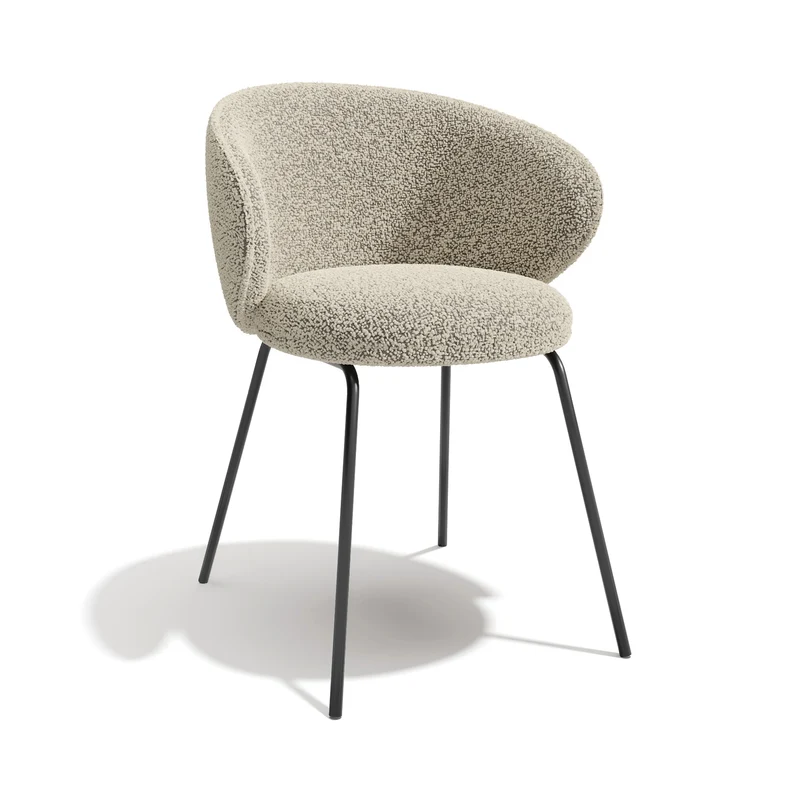 Lot de 2 chaises LUNA bouclette et pieds noirs