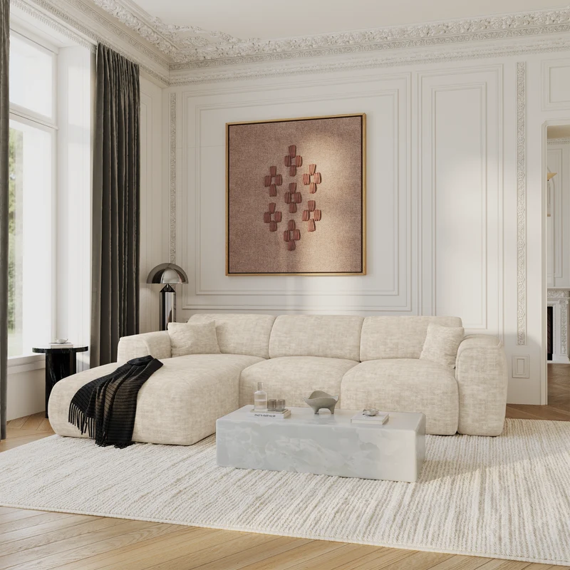 Canapé convertible grand angle gauche YUMA velours texturé