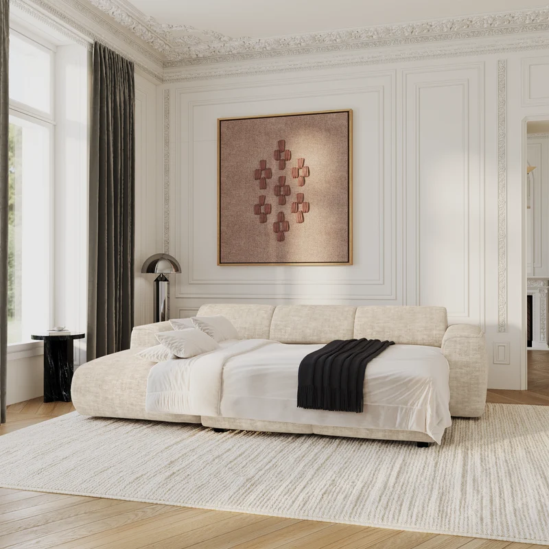 Canapé convertible grand angle gauche YUMA velours texturé