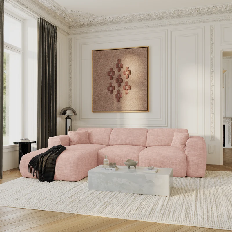Canapé convertible grand angle gauche YUMA velours texturé