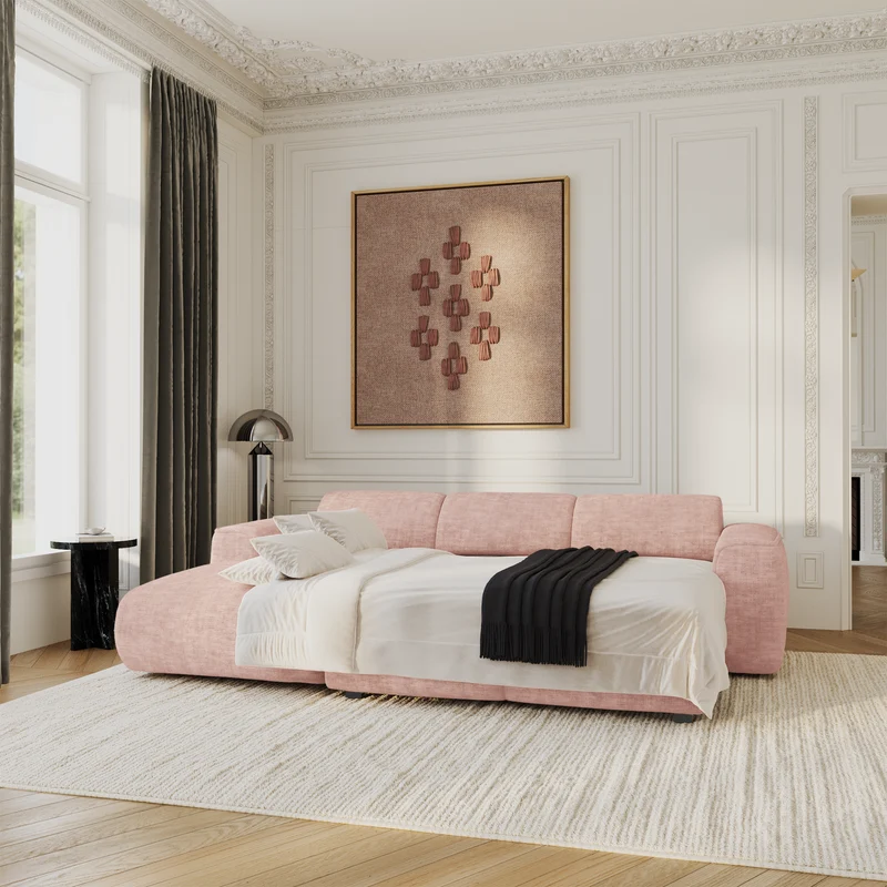 Canapé convertible grand angle gauche YUMA velours texturé