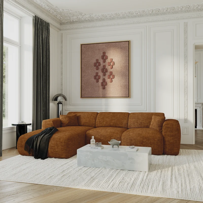 Canapé convertible grand angle gauche YUMA velours texturé