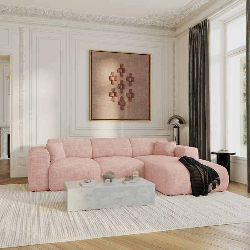 Canapé convertible grand angle droit YUMA velours texturé