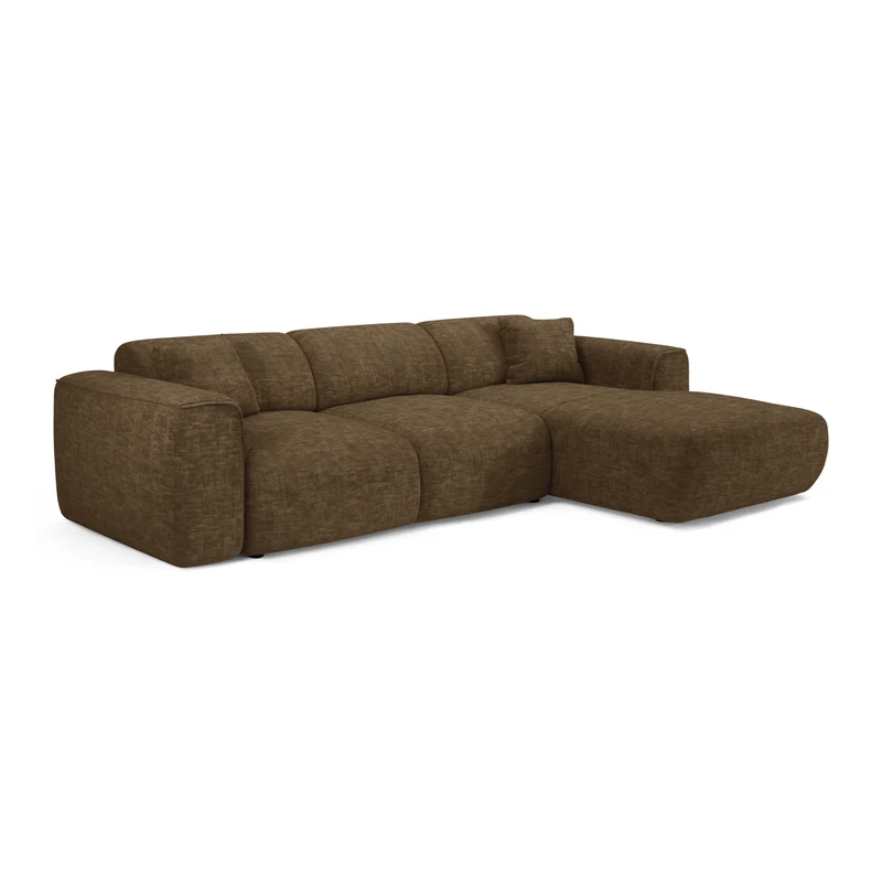 Canapé convertible grand angle droit YUMA velours texturé