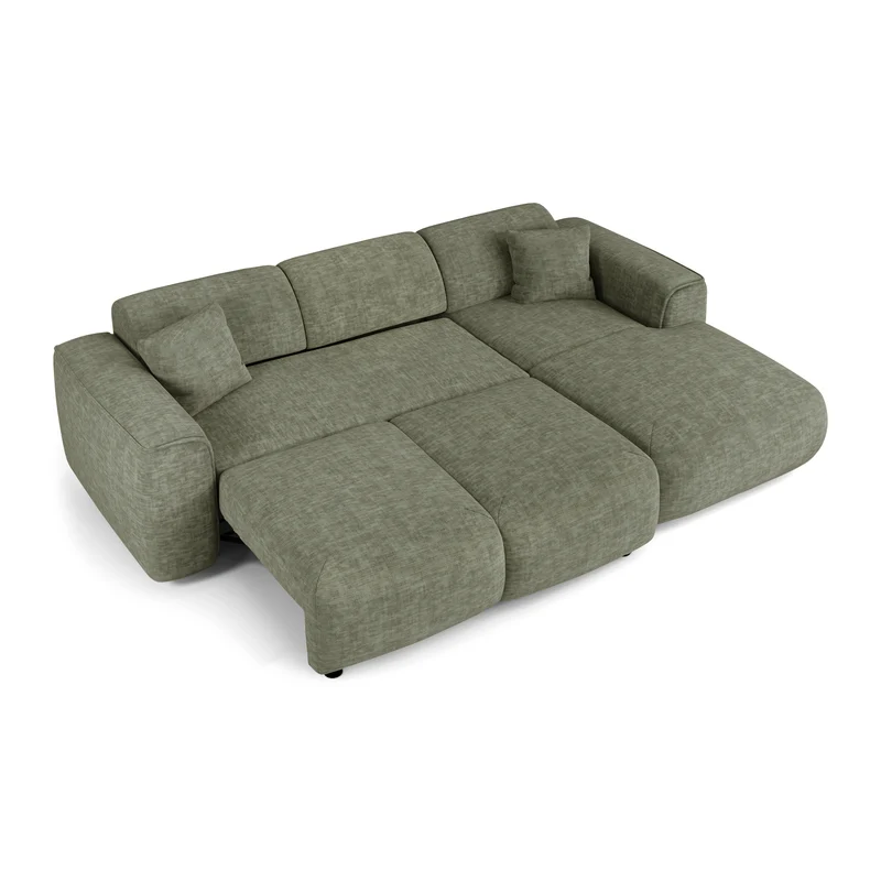 Canapé convertible grand angle droit YUMA velours texturé