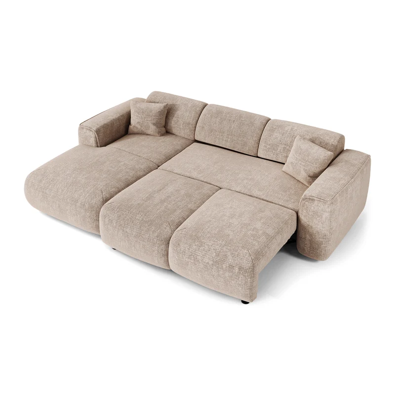 Canapé convertible grand angle gauche YUMA Velours gaufré