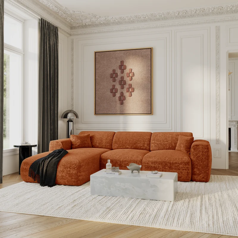 Canapé convertible grand angle gauche YUMA Velours gaufré