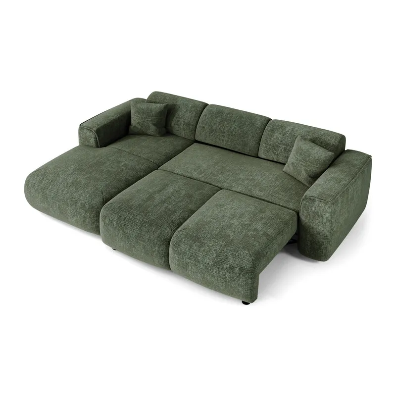 Canapé convertible grand angle gauche YUMA Velours gaufré