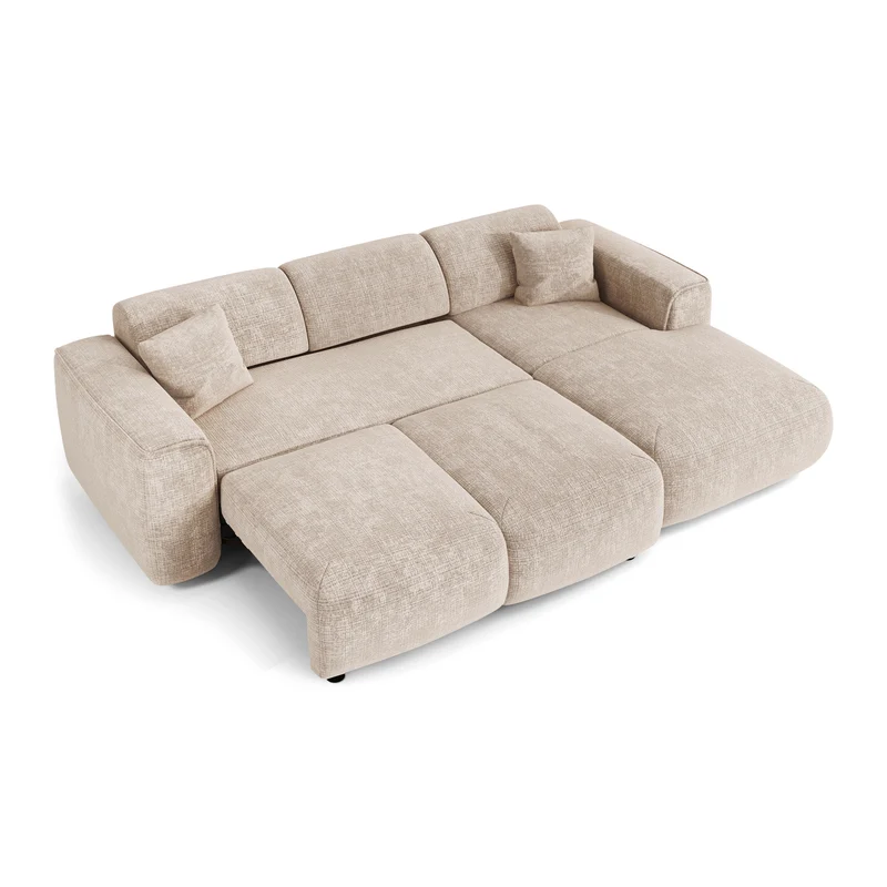 Canapé convertible grand angle droit YUMA Velours gaufré