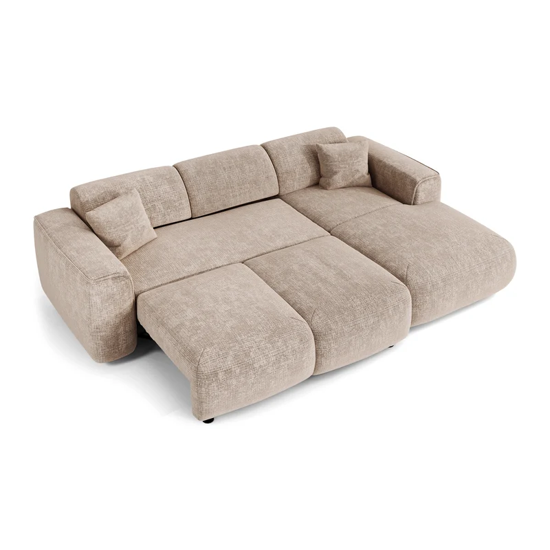 Canapé convertible grand angle droit YUMA Velours gaufré