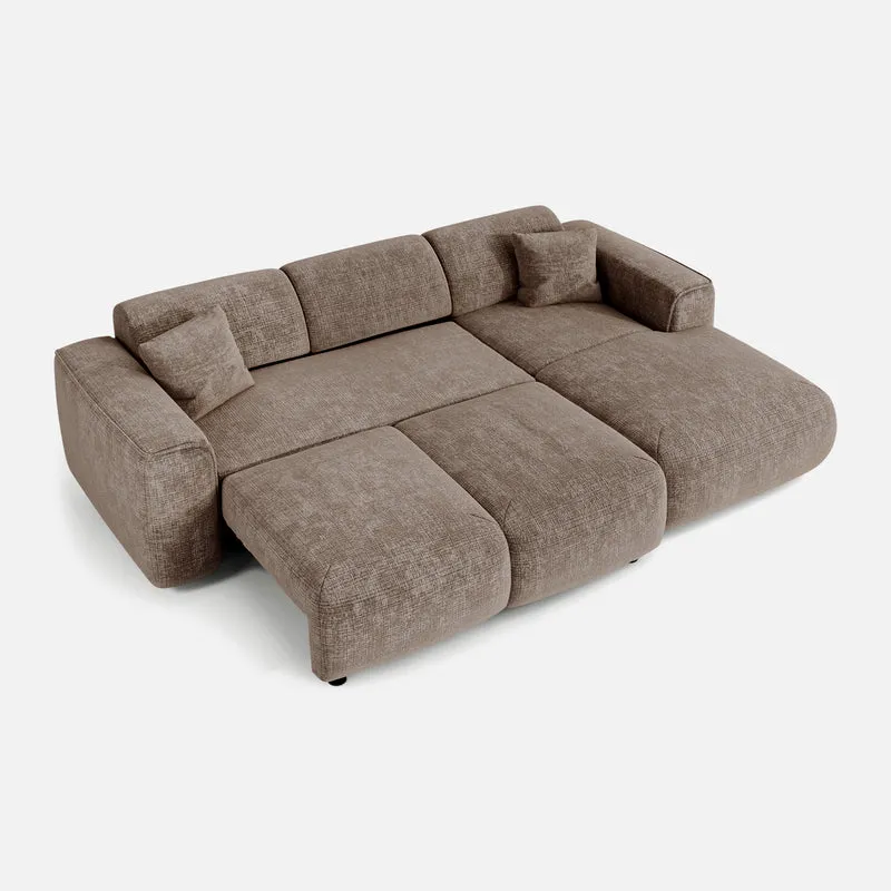 Canapé convertible grand angle droit YUMA Velours gaufré