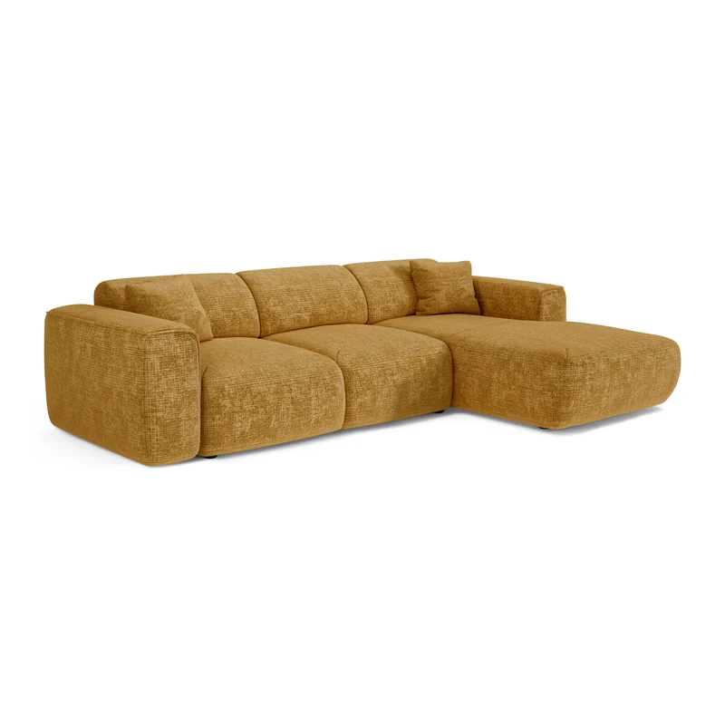 Canapé convertible grand angle droit YUMA Velours gaufré