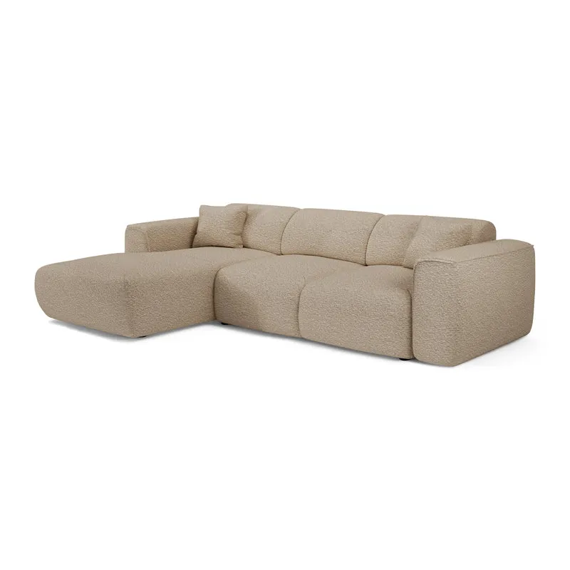 Canapé convertible grand angle gauche YUMA tissu bouclette
