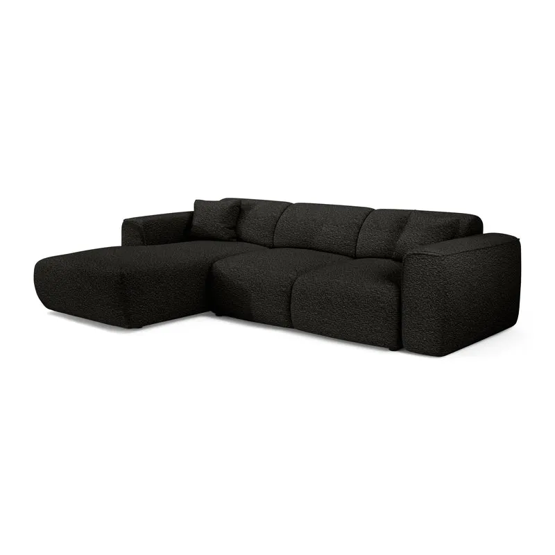 Canapé convertible grand angle gauche YUMA tissu bouclette