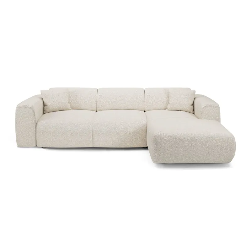 Canapé convertible grand angle droit YUMA tissu bouclette