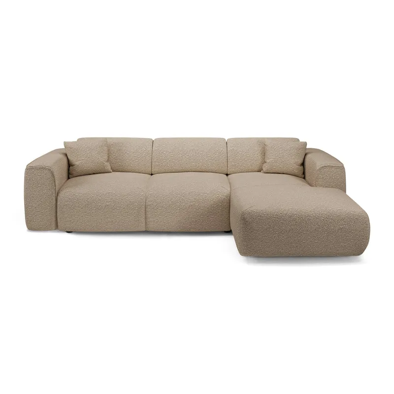 Canapé convertible grand angle droit YUMA tissu bouclette