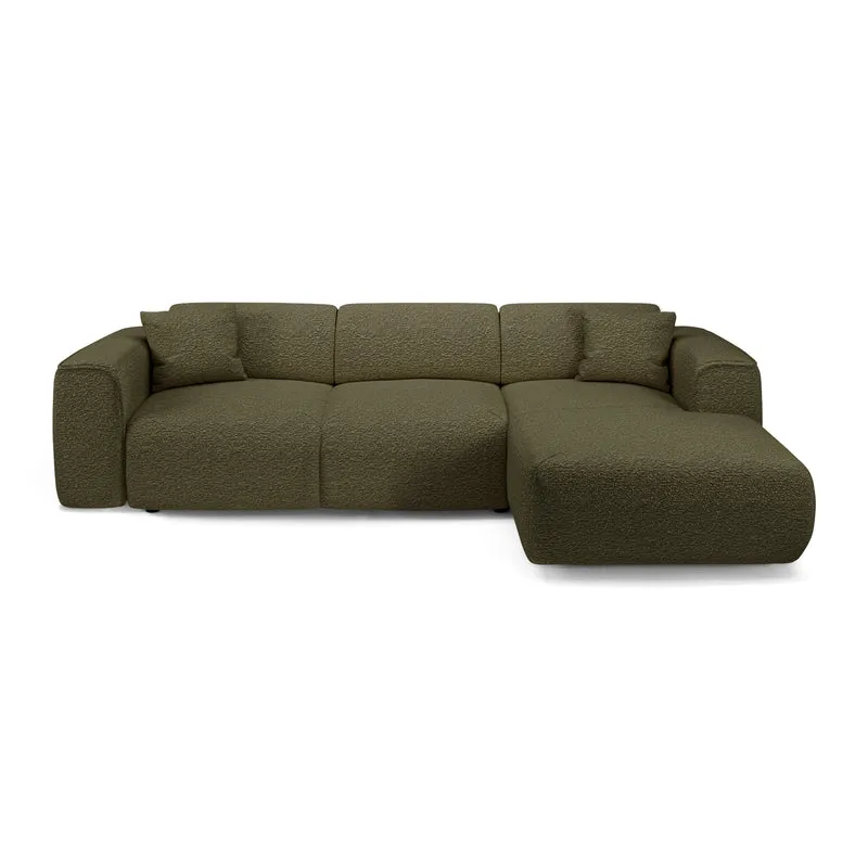 Canapé convertible grand angle droit YUMA tissu bouclette