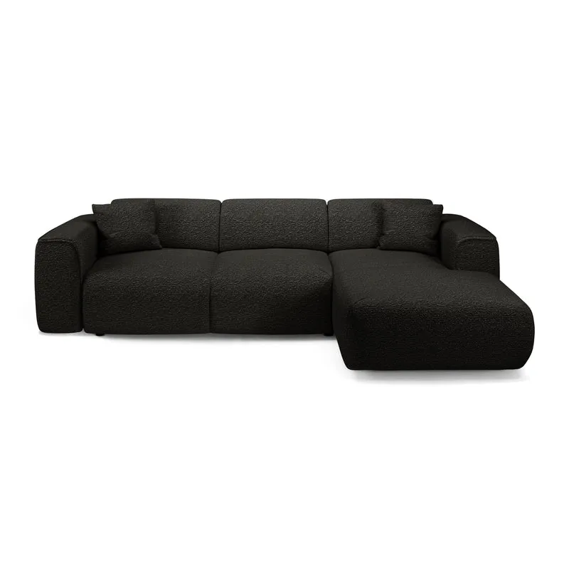 Canapé convertible grand angle droit YUMA tissu bouclette