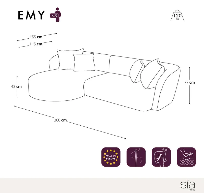 Canapé d'angle gauche EMY Bouclette