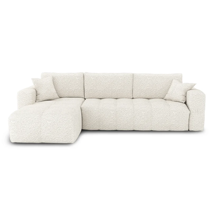 Canapé d'angle gauche convertible express matelas Dunlopillo 140cm RAFAEL tissu bouclette