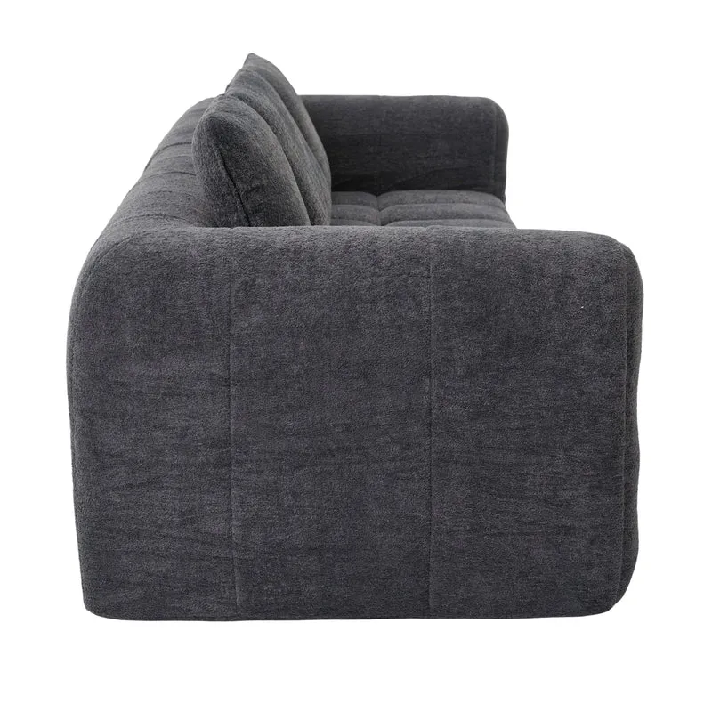 Canapé 4 places en velours gris foncé avec coussins tissu résistant et anti-taches FLOATING FABRIC LINE