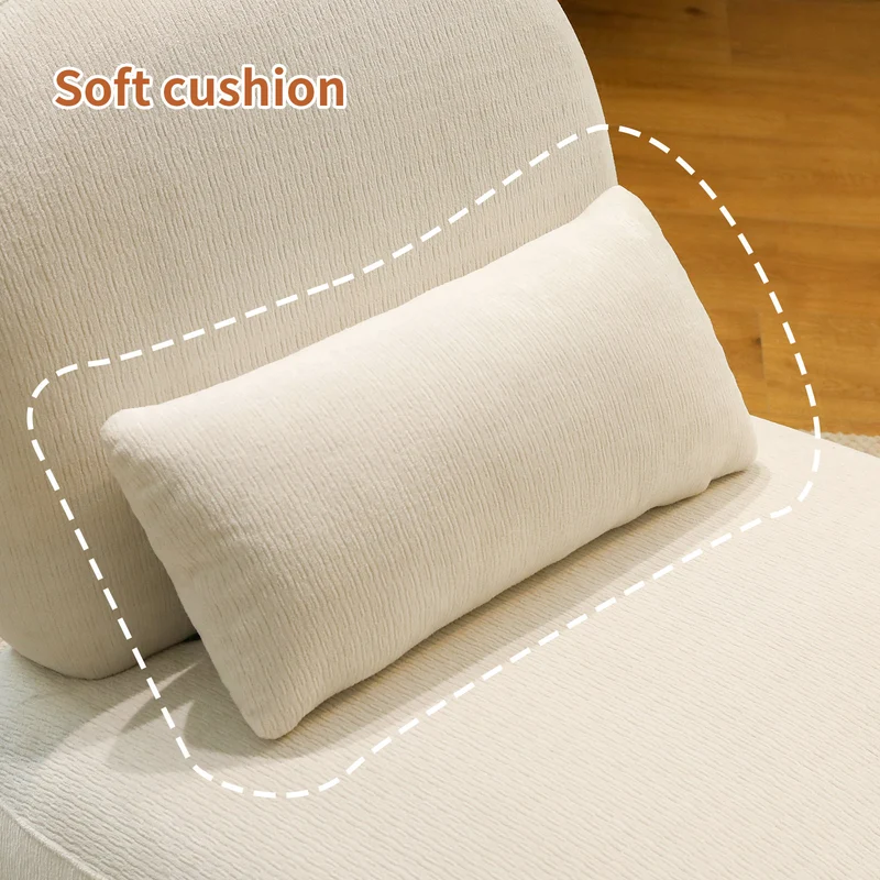 Fauteuil moderne blanc revêtement en tissu doux et pieds en bois massif FLOATING CHERRY LINE