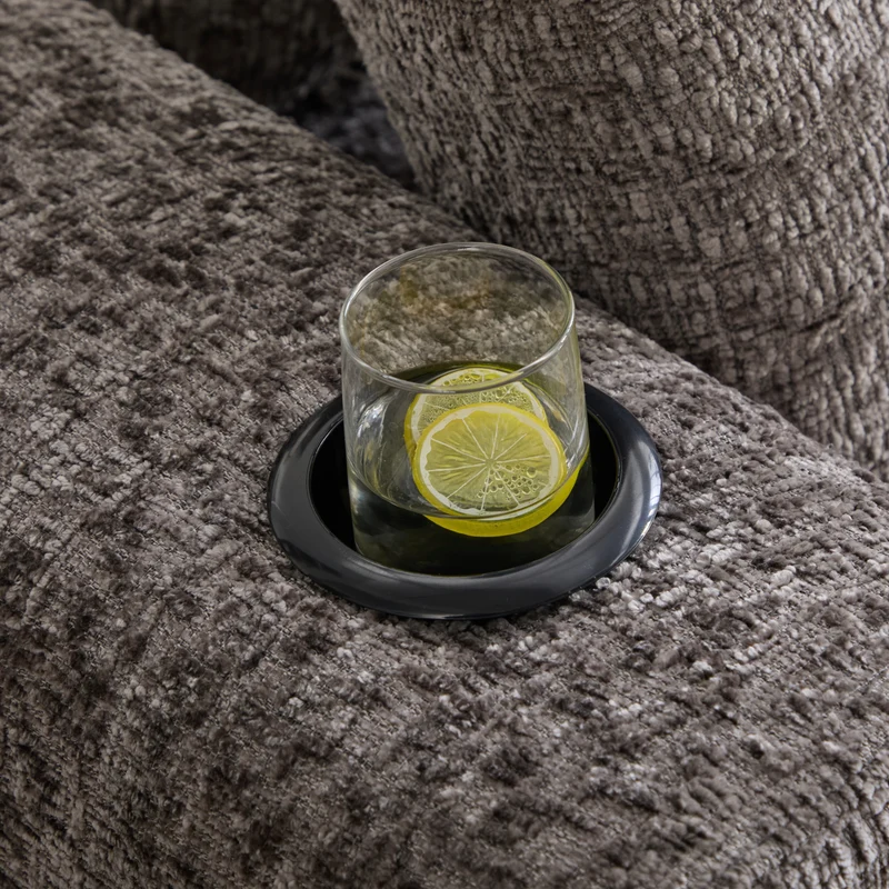 Canapé d’angle 3 places en chenille gris bouclette texturée accoudoirs larges sans montage FLOATING FABRIC ONE