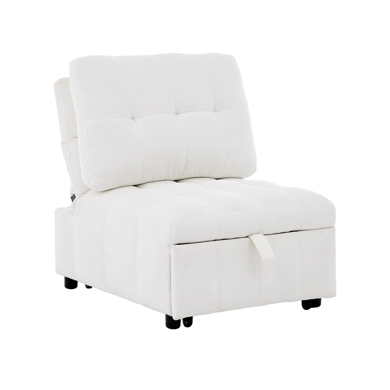 Fauteuil lit convertible tissu blanc, dossier réglable 68x95x76cm FLARELIRA