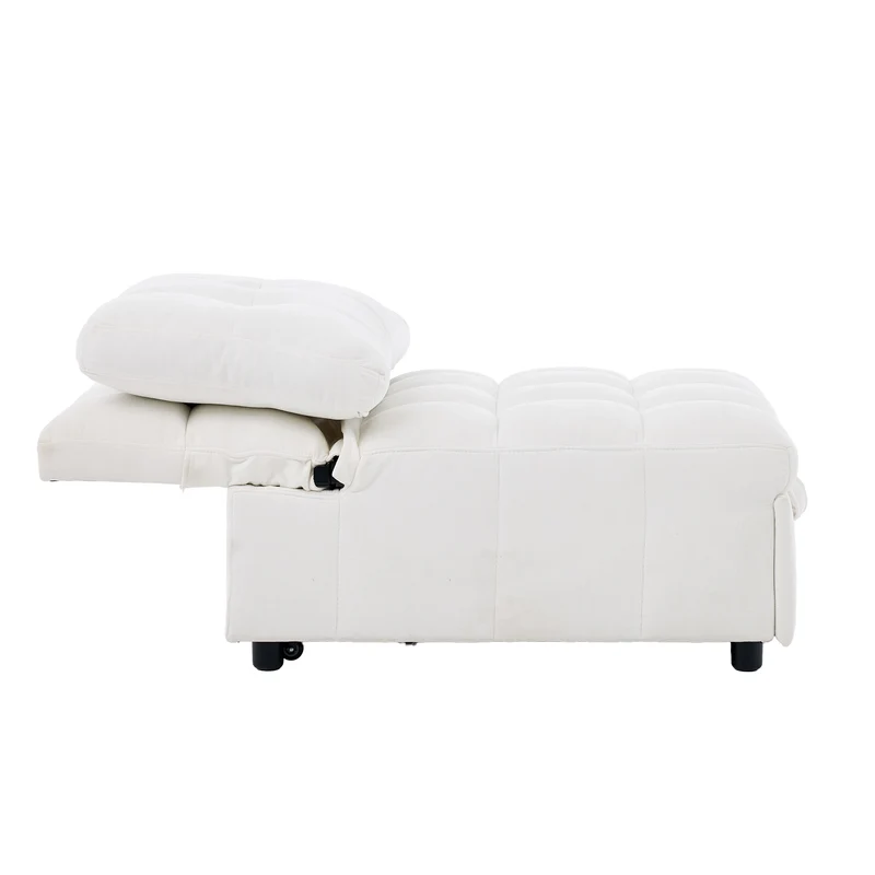 Fauteuil lit convertible tissu blanc, dossier réglable 68x95x76cm FLARELIRA