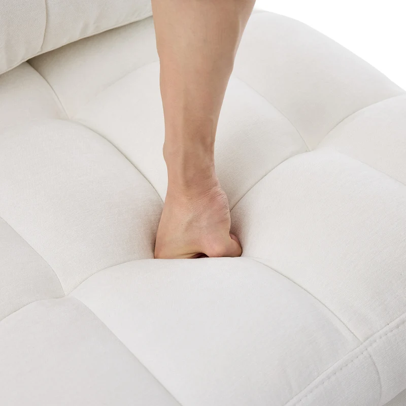 Fauteuil lit convertible tissu blanc, dossier réglable 68x95x76cm FLARELIRA