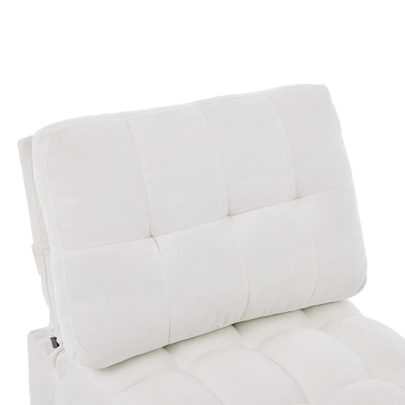 Fauteuil lit convertible tissu blanc, dossier réglable 68x95x76cm FLARELIRA