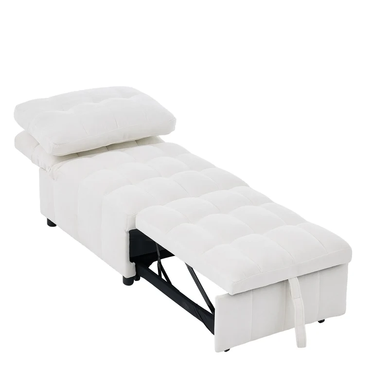 Fauteuil lit convertible tissu blanc, dossier réglable 68x95x76cm FLARELIRA